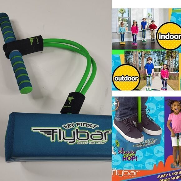 POGO HOPPER My First Flybar blue green Jump & Squeak indoor outdoor exercise toy - Picture 1 of 6